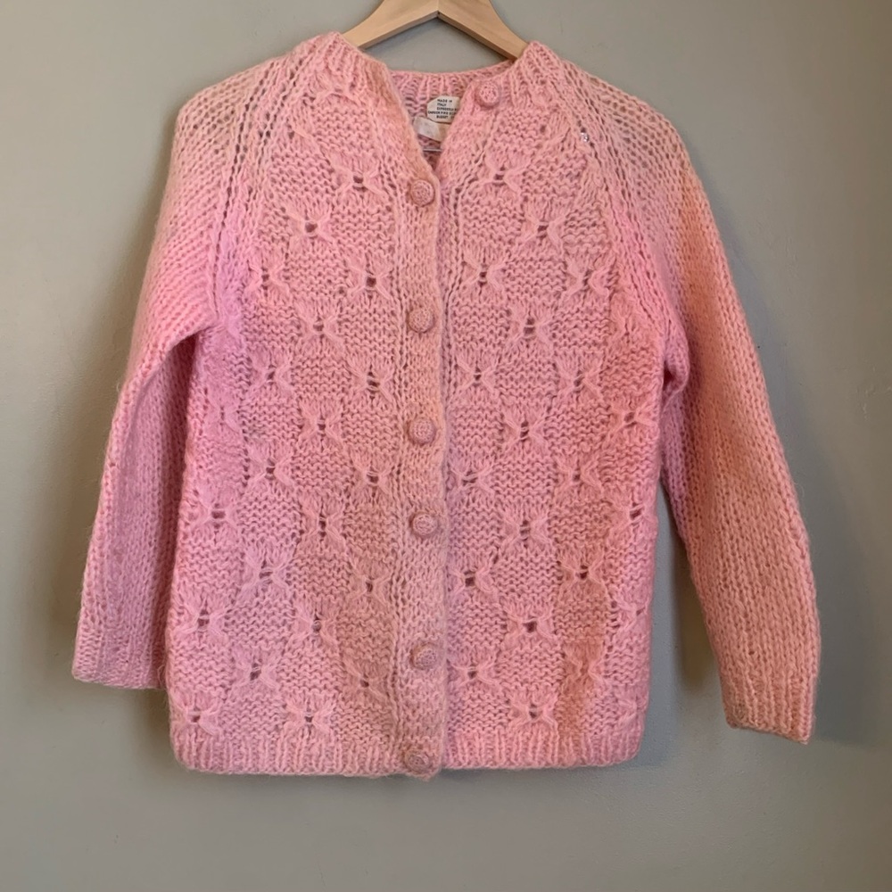 Vtg Carson Pirie Scott Made In Italy cardigan Sweater Wool Mohair Rare 40s